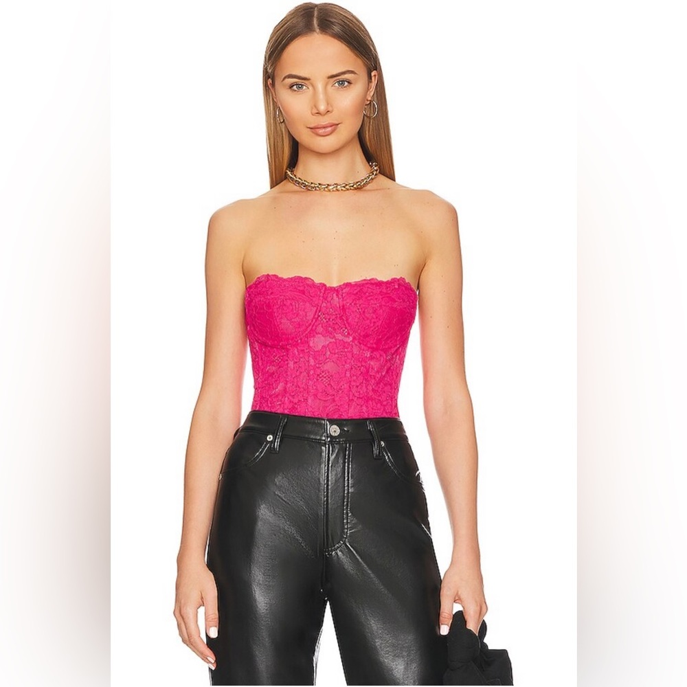 Bardot Oskar Lace Bodysuit in Hot Pink in XL